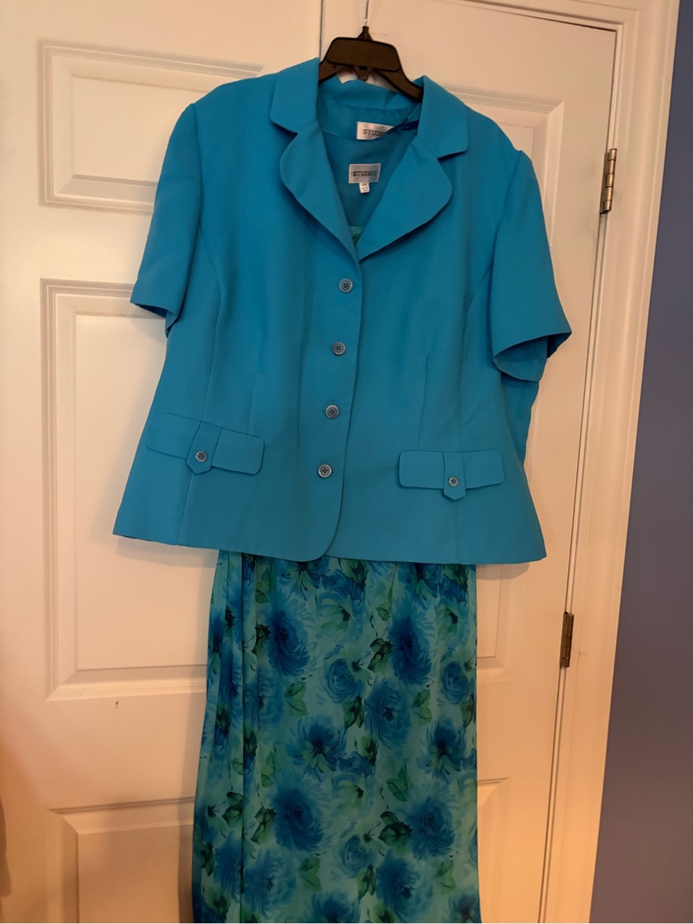 Studio I Bright Turquoise Floral Skirt Set
